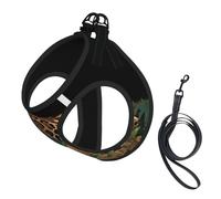 African Wildlife Leopard on Rock print Dog Harness and Leash Set, Reflective Adjustable Puppy Vest for Small Medium Large Dogs, Cats