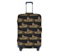 African Wildlife Leopard On Rock Printing Elastic Suitcase Cover with Print Side Invisible Zippers Protects Luggage from Dust Scratches