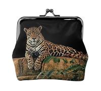 African Wildlife Leopard On Rock Printing Lightweight Coin Purse, Minimalist Wallet for Coffee Runs and Local Outings