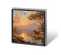 African Wildlife Park Landscape Square Metal Badges Decorative Brooches
