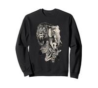 African Wildlife Portraits Lion, Elephant, Zebra, Giraffe Sweatshirt