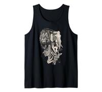 African Wildlife Portraits Lion, Elephant, Zebra, Giraffe Tank Top