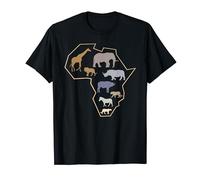 African Wildlife Silhouettes on Africa Map T-Shirt