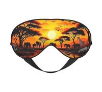 African Wildlife Sunset Print Sleep Mask with Adjustable Strap, Comfortable Eye Cover for Travel, Yoga, Napping, Sleeping & Relaxation