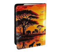 African Wildlife Sunset Printed Passport Holder,Travel Pu Leather Passport Cover Case Organiser for Men Women,6.5 Inch