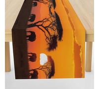 African Wildlife Table Runner Tribal Sunset Table Cloth Wrinkle Resistant Natural Landscape Table Decor Antifouling Kitchen Dining Mat 40x140 cm
