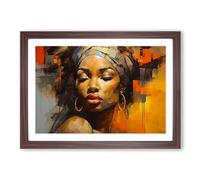 African Woman Abstract Framed Print | A2 Walnut Framed Wall Art | Ready to Hang | Abstract Fantasy Picture | Living Room Bedroom Lounge Office
