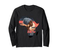 African Woman Africa Map Sunset Savannah Pride Long Sleeve T-Shirt