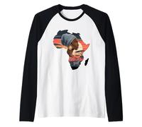 African Woman Africa Map Sunset Savannah Pride Raglan Baseball Tee