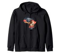 African Woman Africa Map Sunset Savannah Pride Zip Hoodie