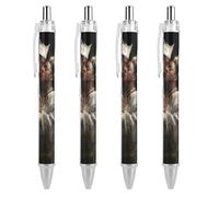 African Woman Afro-Kings-Man Lover Retractable Ballpoint Pen Black Ink Ball Point Pen Work Pens 4 PCS
