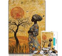 African Woman Art Jigsaws 1000 Pieces for Teenagers,Stress Reliever Difficult Challenge Deal As Gifts for The Whole Family (75x50cm)