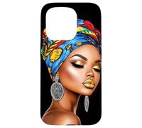 African Woman Art with Headwrap and Earrings Case for iPhone 15 Pro