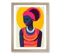 African Woman Avant Garde Framed Wall Art Print A2 Oak