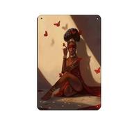 African Woman Canvas Tin Sign Vintage Metal Pub Club Cafe Bar Home Wall Art Decoration Poster Retro 8x12inch(20x30cm)