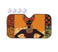 African Woman Car Windshield Sun Shade Foldable Car Sun Shade Front Windshield Sunshade Windshield Cover Reflective Sun Visor Keep Your Vehicle Cool for Most Sedans SUV Truck