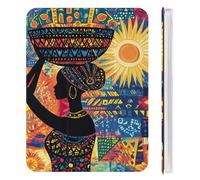 African Woman Carrying An Ornate Basket Cute Tablet Case with Pencil Holder Unisex Slim Hard Protective Cover Compatible with iPad Mini 4/5/6