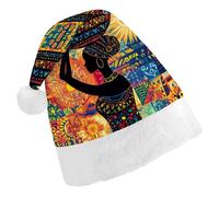 African Woman Carrying An Ornate Basket Fashion Christmas Hat Soft Breathable Xmas Beanie Santa Headwear for New Year Party