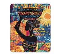 African Woman Carrying An Ornate Basket Fashion Gaming Mouse Pad Rubber Base Non-Slip Square Mousepad Office Home 25 * 30cm