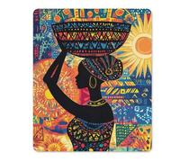 African Woman Carrying An Ornate Basket Fashion Gaming Mouse Pad Rubber Base Non-Slip Square Mousepad Office Home 18 * 22cm