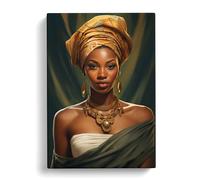 African Woman Classicism Art Canvas Print | Gallery Wrapped 30mm Frame Wall Art | 30x20 inches | Ready to Hang | Contemporary People Picture | Living Room Bedroom Lounge Office