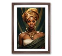 African Woman Classicism Framed Print | A2 Walnut Framed Wall Art | Ready to Hang | Modern Nature Picture | Living Room Bedroom Lounge Office