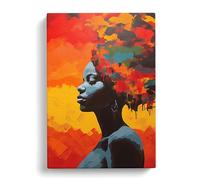 African Woman Colour Field Art Canvas Print | Gallery Wrapped 30mm Frame Wall Art | 30x20 inches | Ready to Hang | Contemporary Landscape Picture | Living Room Bedroom Lounge Office
