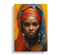 African Woman Colour Field Art No.2 Canvas Print | Gallery Wrapped 30mm Frame Wall Art | 30x20 inches | Ready to Hang | Contemporary Landscape Picture | Living Room Bedroom Lounge Office