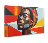 African Woman Constructivism Canvas Print | Gallery Wrapped 30mm Frame Wall Art | 30x20 inches | Ready to Hang | Modern People Picture | Living Room Bedroom Lounge Office