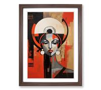 African Woman Constructivism Framed Wall Art Print A2 Walnut