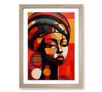 African Woman Constructivism No.2 Framed Wall Art Print, Ready to Hang Picture for Living Room Bedroom Home Office, Oak A2 (48 x 66 cm)