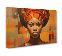 African Woman Contemporary Canvas Print | Gallery Wrapped 30mm Frame Wall Art | 30x20 inches | Ready to Hang | Contemporary People Picture | Living Room Bedroom Lounge Office