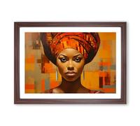 African Woman Contemporary Framed Print | A2 Walnut Framed Wall Art | Ready to Hang | Contemporary Nature Picture | Living Room Bedroom Lounge Office