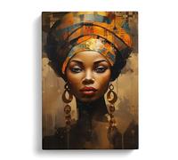 African Woman Dadaism Art Canvas Print | Gallery Wrapped 30mm Frame Wall Art | 30x20 inches | Ready to Hang | Contemporary People Picture | Living Room Bedroom Lounge Office