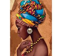 African Woman DIY Cross Stitch Embroidery Kits Craft Needlework Set Cotton Thread Printed Canvas Home Decoration,30 * 40cm