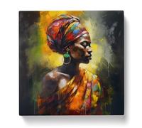African Woman Gestural Art No.2 Canvas Print | Gallery Wrapped 30mm Frame Wall Art | 20x20 inches | Ready to Hang | Eclectic People Picture | Living Room Bedroom Lounge Office