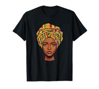 African Woman Head Wrap Kente Afrocentric Power T-Shirt