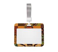 African Woman ID Badge Holder with Lanyard ID Card Holders Waterproof Plastic Name Card Case Sliding ID Protector Pouch Name Tag Holders for Office Work Business