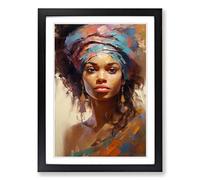 African Woman Impressionism Framed Print | A2 Black Framed Wall Art | Ready to Hang | Impressionist Nature Picture | Living Room Bedroom Lounge Office