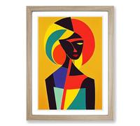 African Woman In Abstract Framed Print | A2 Oak Framed Wall Art | Ready to Hang | Abstract Fantasy Picture | Living Room Bedroom Lounge Office