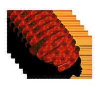 African Woman in Traditional Turban Kente Head Wrap Placemats, Heat Resistant Table Mats Set of 4, Washable Non-Slip Stain Resistant Outdoor Place Mats for Table Kitchen Dining, Easy to Clean