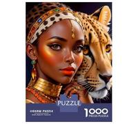 African Woman Jigsaw Puzzle 1000 Piece Jigsaw Puzzle for Adults Leopard 1000 Pieces Puzzle Game Relax 70x50cm/1000pcs