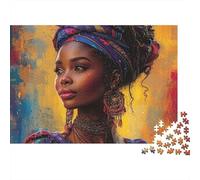 African Woman Jigsaw Puzzle for Adults 1000 Piece Puzzle Game Colorful Art Style Relaxing Home Decor Gift 70x50cm/1000pcs