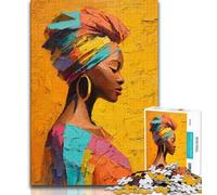 African Woman Jigsaws Puzzles 1000 Pieces for Adults Gifts,Staycation Kill Time Every Piece Is Unique - Challenging Family Fun Game 38x26cm