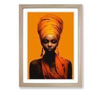 African Woman Minimalism Framed Wall Art Print A2 Oak
