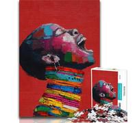 African Woman Oil Painting Jigsaw Puzzles for Adults Teenagers Jigsaws Puzzle,Brain Intelligence Challenge Addictive Toys for Home Decoration (38x26cm)