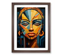 African Woman Orphism Framed Wall Art Print A2 Walnut