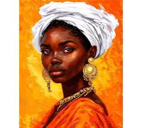 African Woman Paint by Numbers for Adults, Retro Paint by Numbers for Children or Beginner, DIY Canvas Oil Painting Kit with Brushes and Acrylic Pigment for Home Decor, Gifts for Women 70x95cm A-39