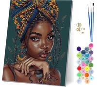 African Woman Paint by Numbers for Adults With Frame, Painting by Numbers for Adults Woman, DIY Acrylic Pigment Drawing Arts and Crafts, Hobbies for Women, for Home Wall Decor Gifts 12x16 inch 8-6738