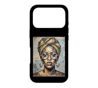 African Woman Paper Collage Art Head Wrap Glasses Case for iPhone 17 Pro